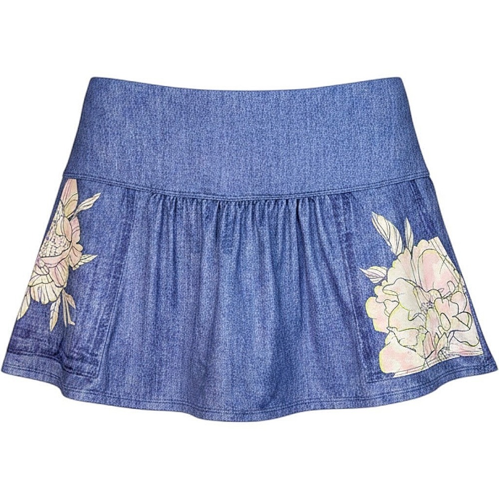 Lucky In Love Denim Print, front pockets Tennis Skort Small